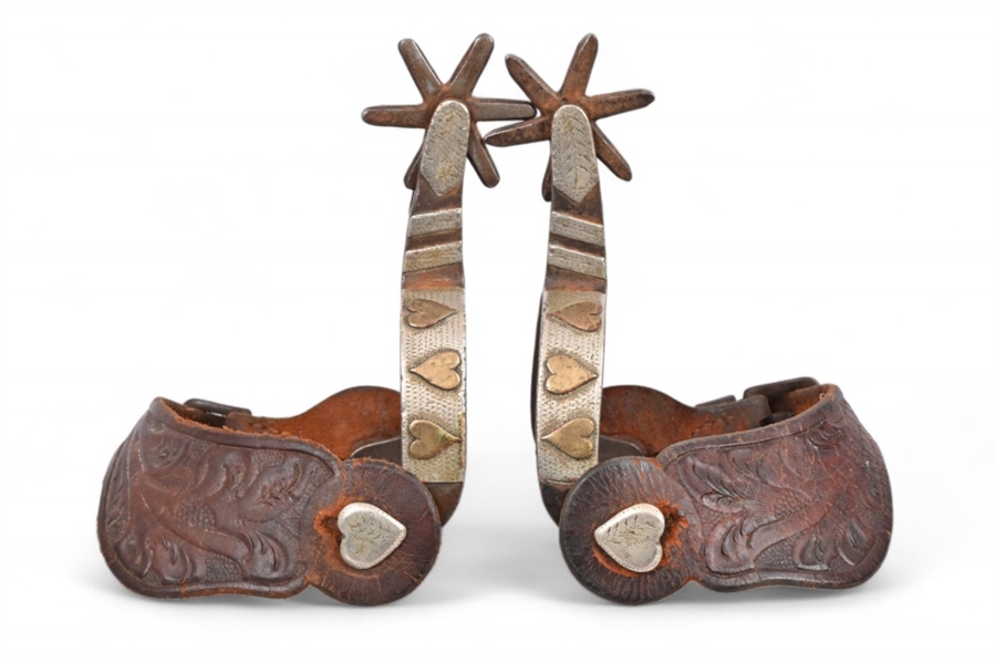 Crockett Marked 4-Heart Pattern Spurs