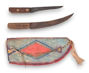 Parfleche Indian Double Trade Knife Set