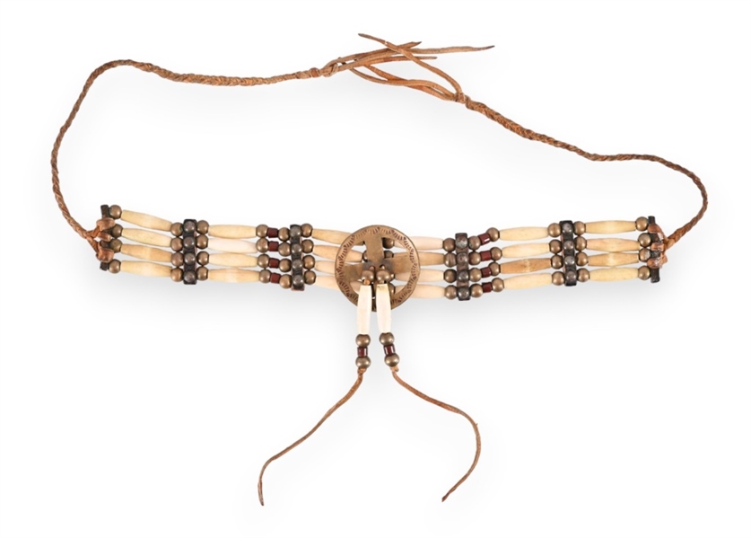 Plains Indian Brass Beaded Pipe Choker