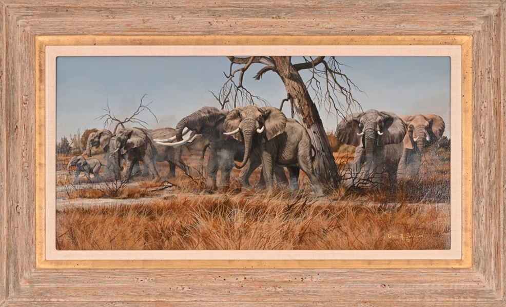 Gary R. Swanson Oil Painting of Elephants