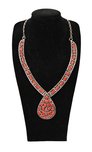 Red Coral & Silver Necklace