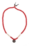 Red Heart Trade Bead Bone Hair Pipe Necklace