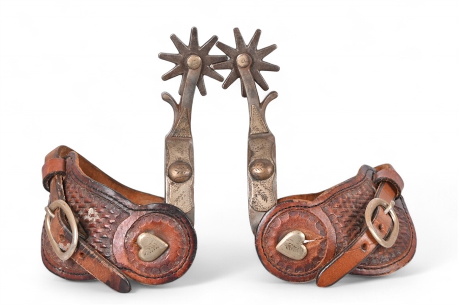 Crockett Marked Spurs With Tooled Straps