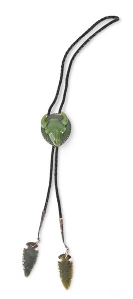 Wyoming Jade Carved Buffalo Bolo Tie