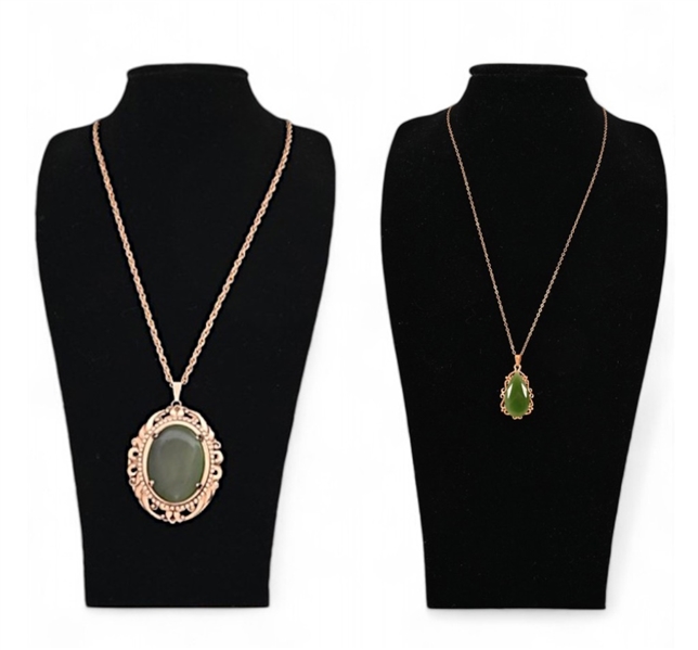 Two Canadian Jade Pendant Necklaces