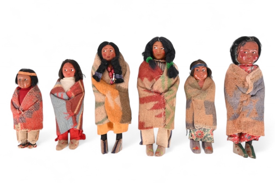 Collection Of (6) Skookum Indian Dolls 1930-1940