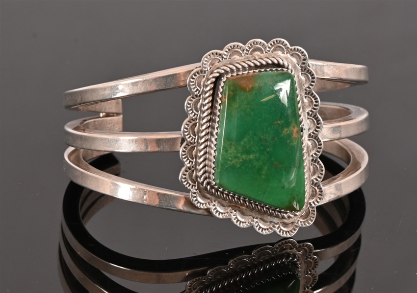 A&J Blackgoat Sterling & Turquoise Cuff Bracelet