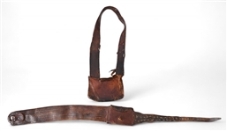 Antique Leather Gun/Money Belt & Satchel