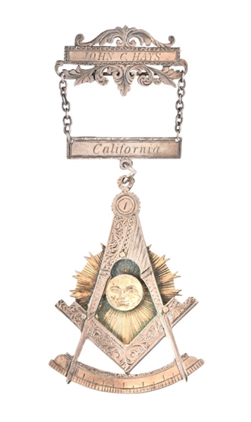 John Coffee Hays California Masonic Lodge Medal