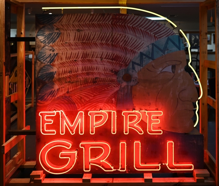 Empire Grill Neon Indian Advertising Sign