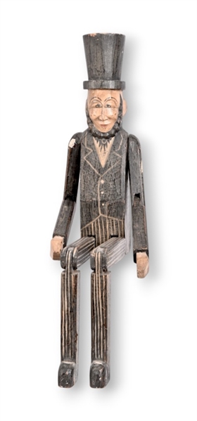 Abe Lincoln Wood Carved Jointed Doll