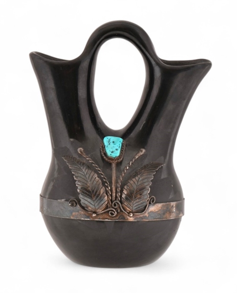 Turquoise & Silver Indian Ceremonial Wedding Vase