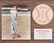 Signed Stan Musial 3000 Hit Club Plaque