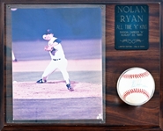 Nolan Ryan 5000 "K" Plaque With Signed Baseball