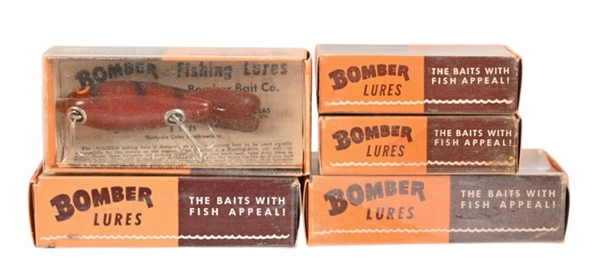 Collection of (5) Vintage Bomber Fishing Lures