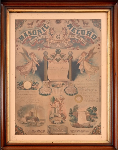 1873 Master Mason Certificate Framed