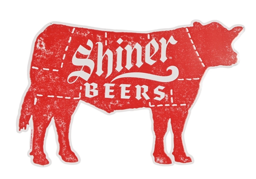 Shiner Beer Advertising Cow Tin Sign NOS