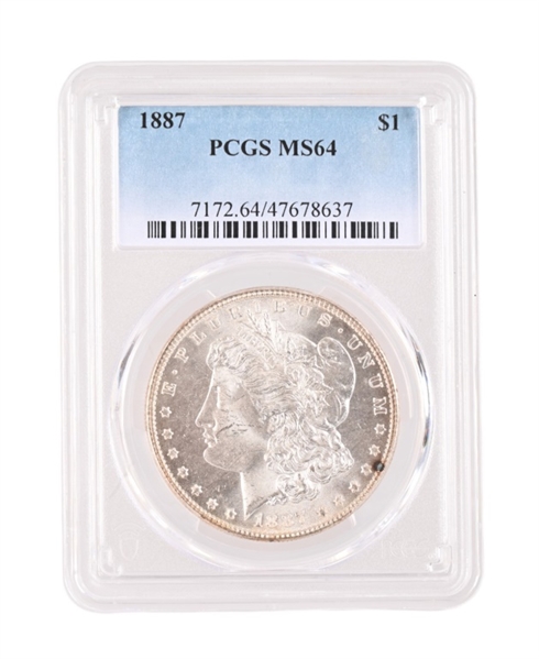 1887 Morgan Silver Dollar PCGS MS64