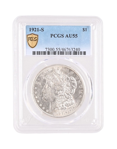 1921-S Morgan Silver Dollar PCGS AU55