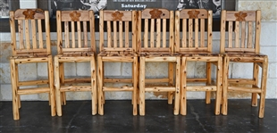 (6) Cedar Log Cabin Bar Chairs