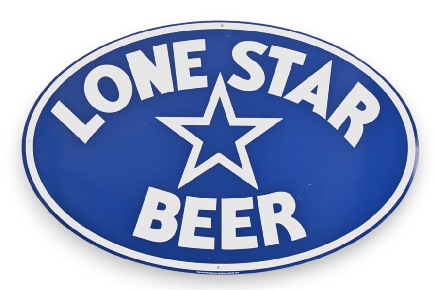 Lone Star Beer Blue Oval Tin Sign NOS