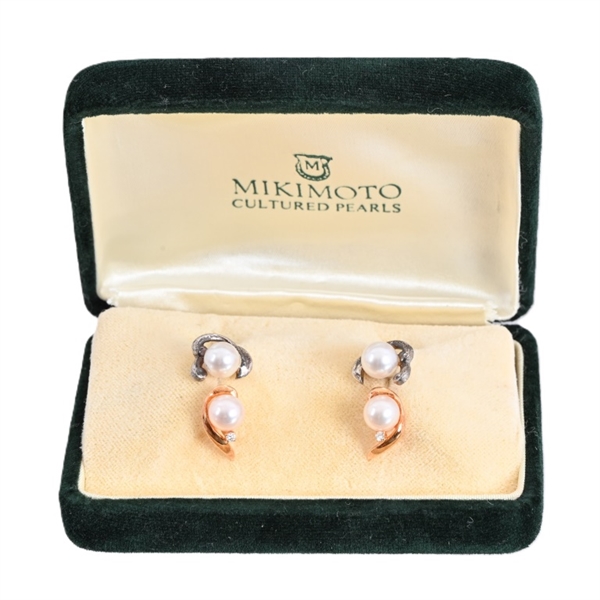 Mikimoto Pearl Earrings With Case