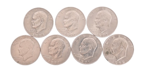 (7) Eisenhower Silver Dollars 1971-1978